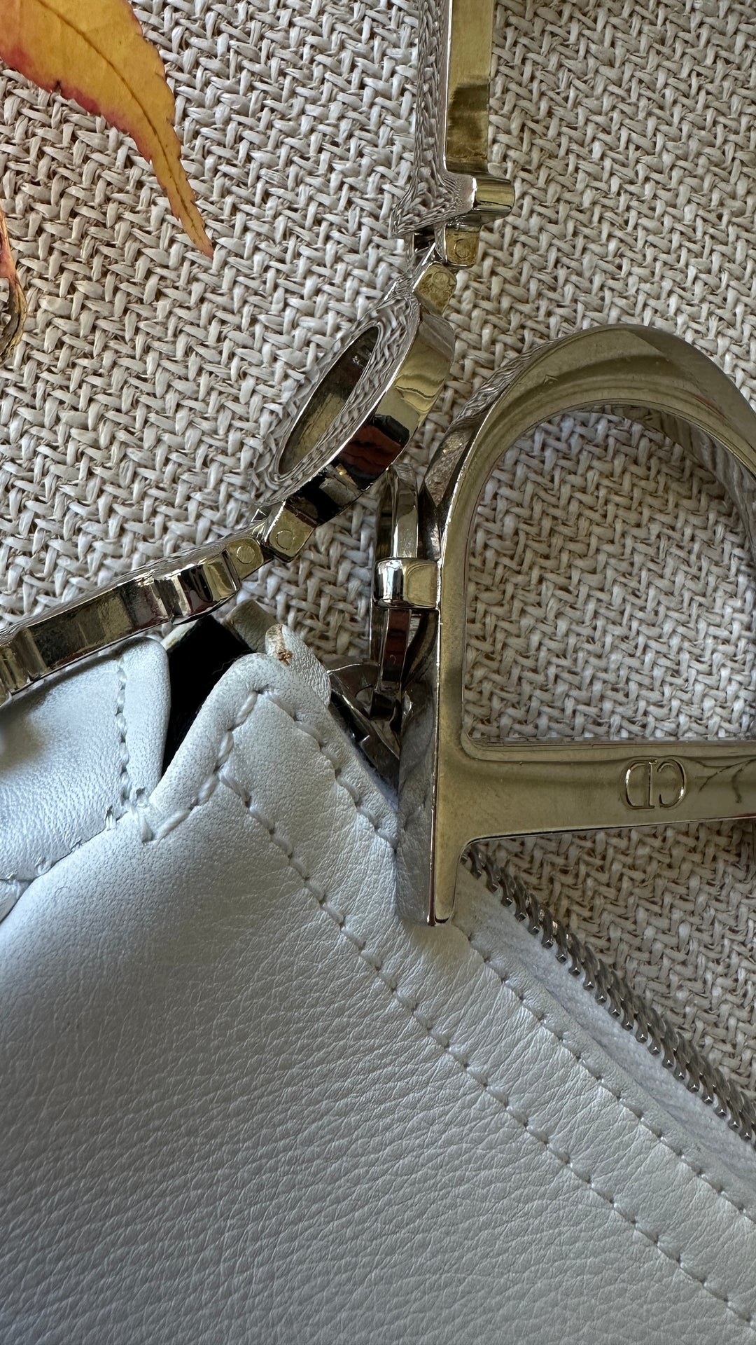 CHRISTIAN DIOR Logo Pochette Leather White