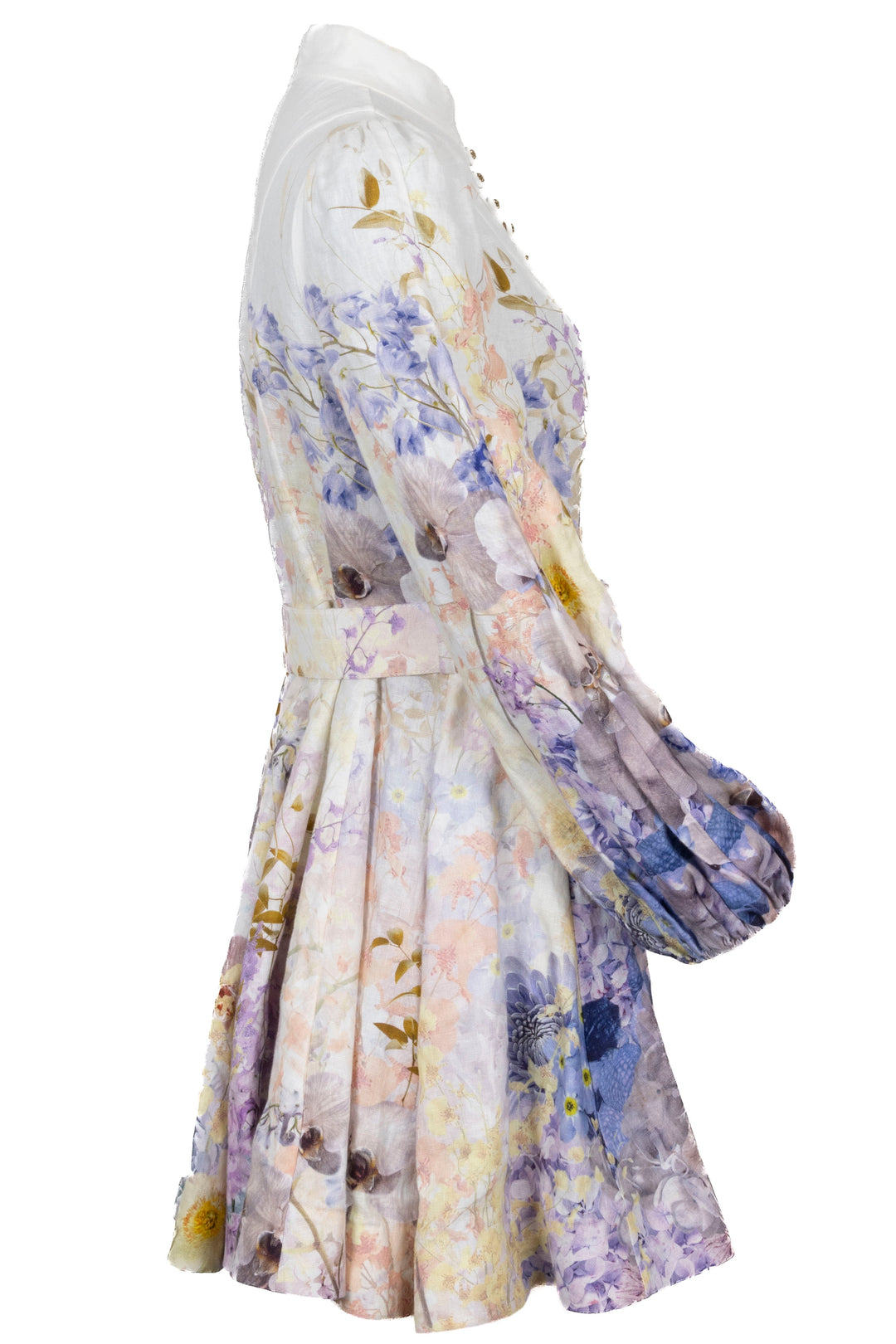 ZIMMERMANN Belted Rhythmic Mini Dress Linen White Multicolor