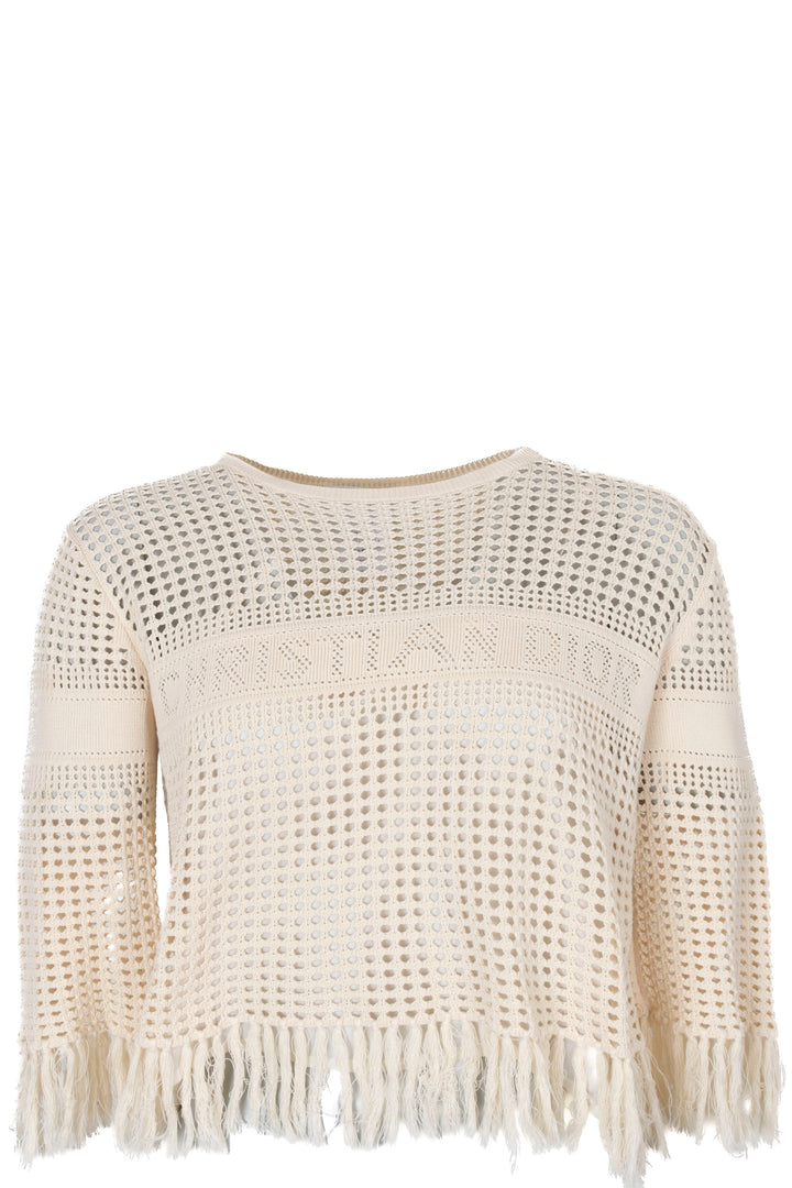 CHRISTIAN DIOR Crochet Logo Knit Beige