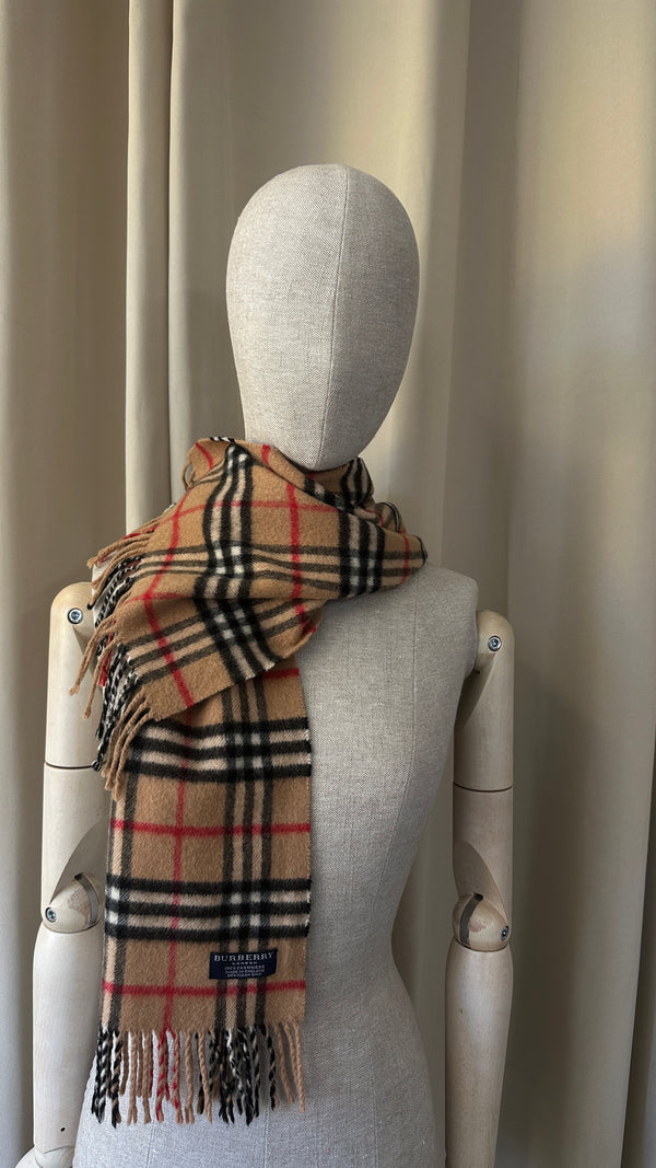 Écharpe à franges à carreaux BURBERRY, marron cachemire