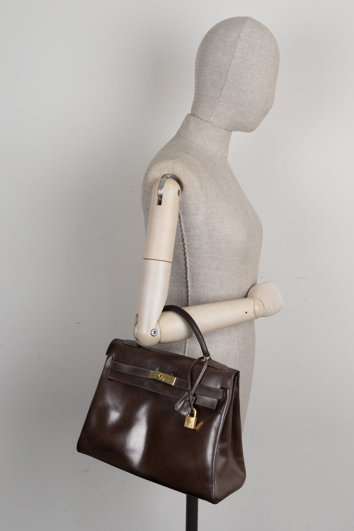 HERMÈS Kelly 32 Box Brown