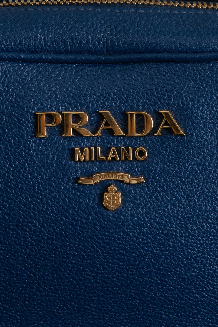 PRADA Camera Bag Leather Blue