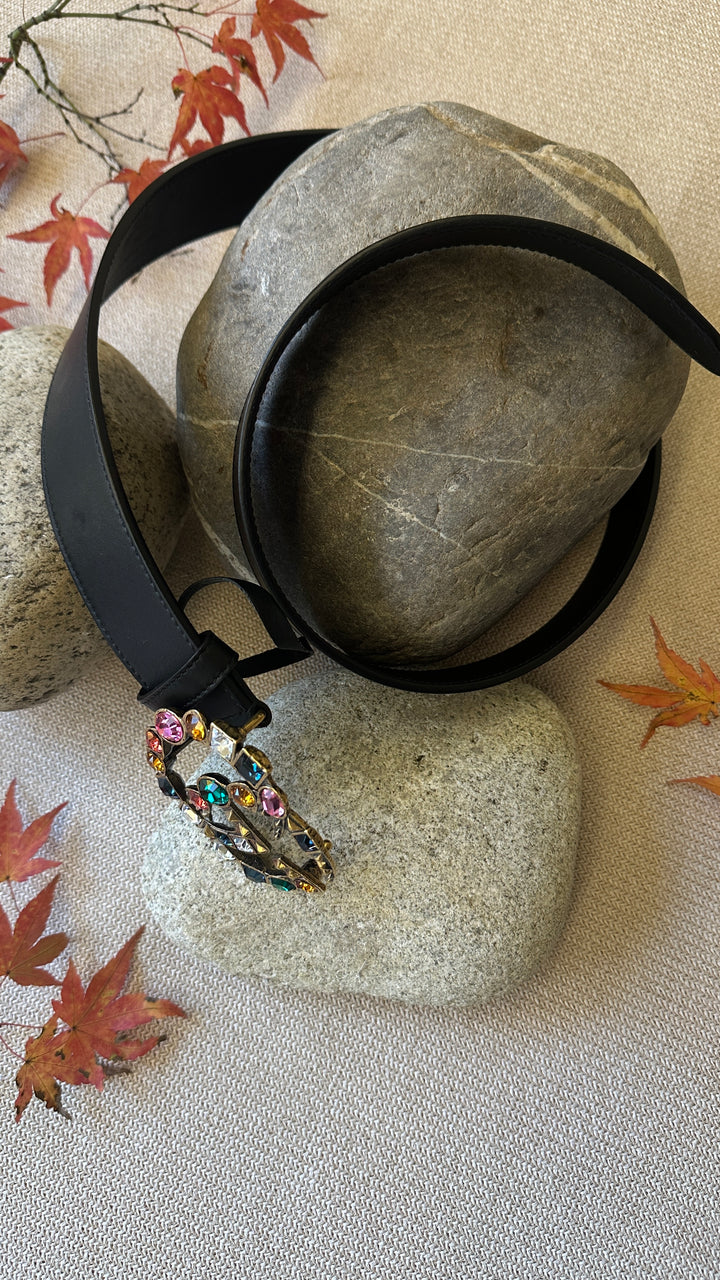 Ceinture GUCCI Marmont Crystal noire multicolore