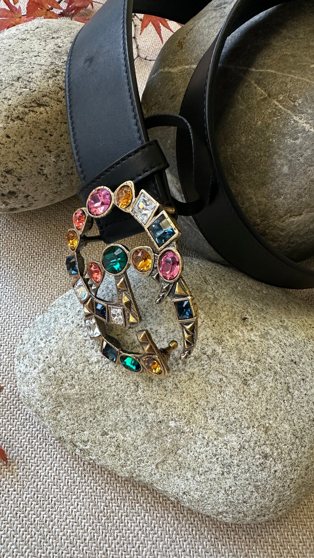 Ceinture GUCCI Marmont Crystal noire multicolore