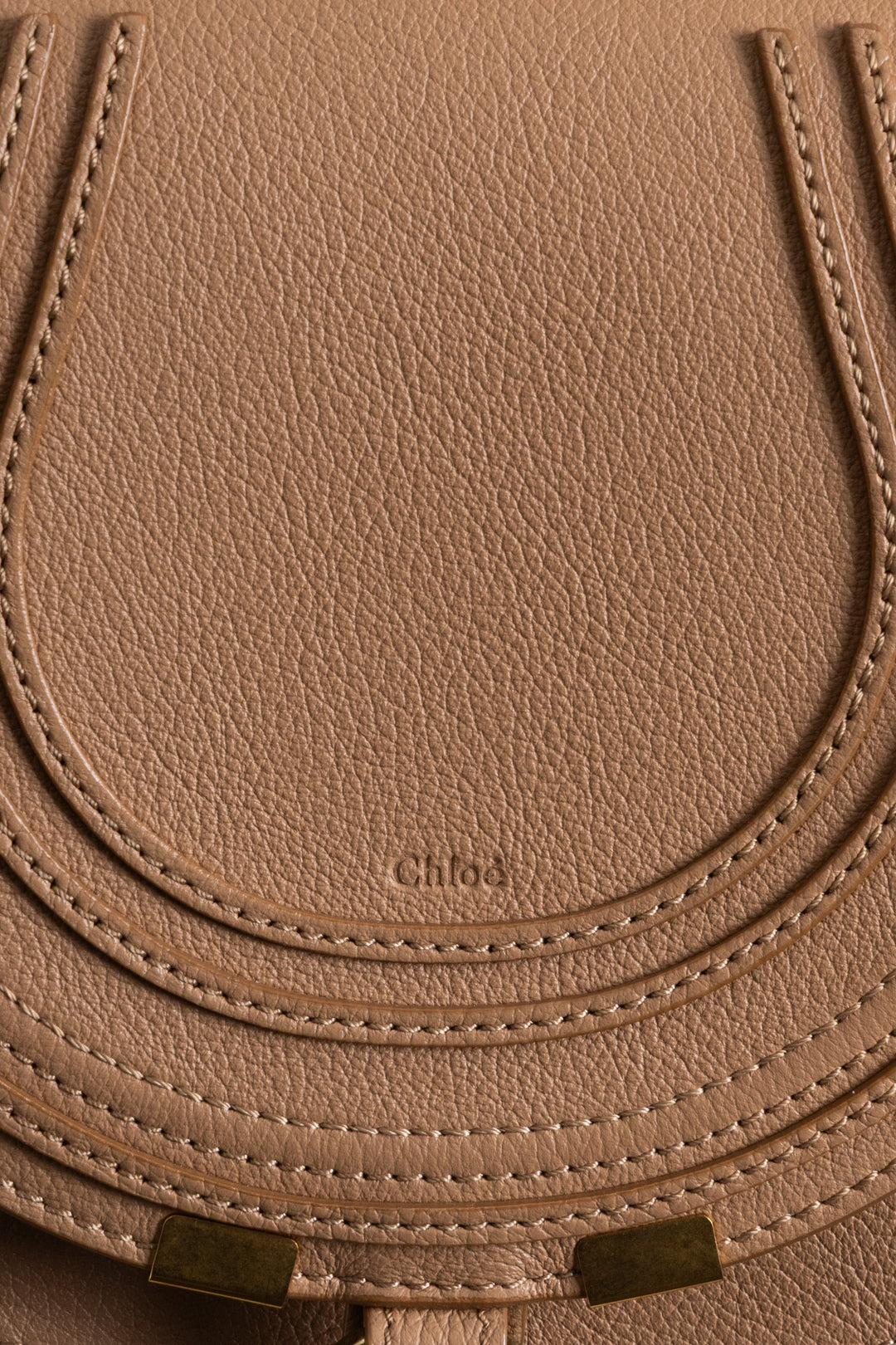 CHLOÉ Marcie Saddle Bag Small Grained Leather Light Tan