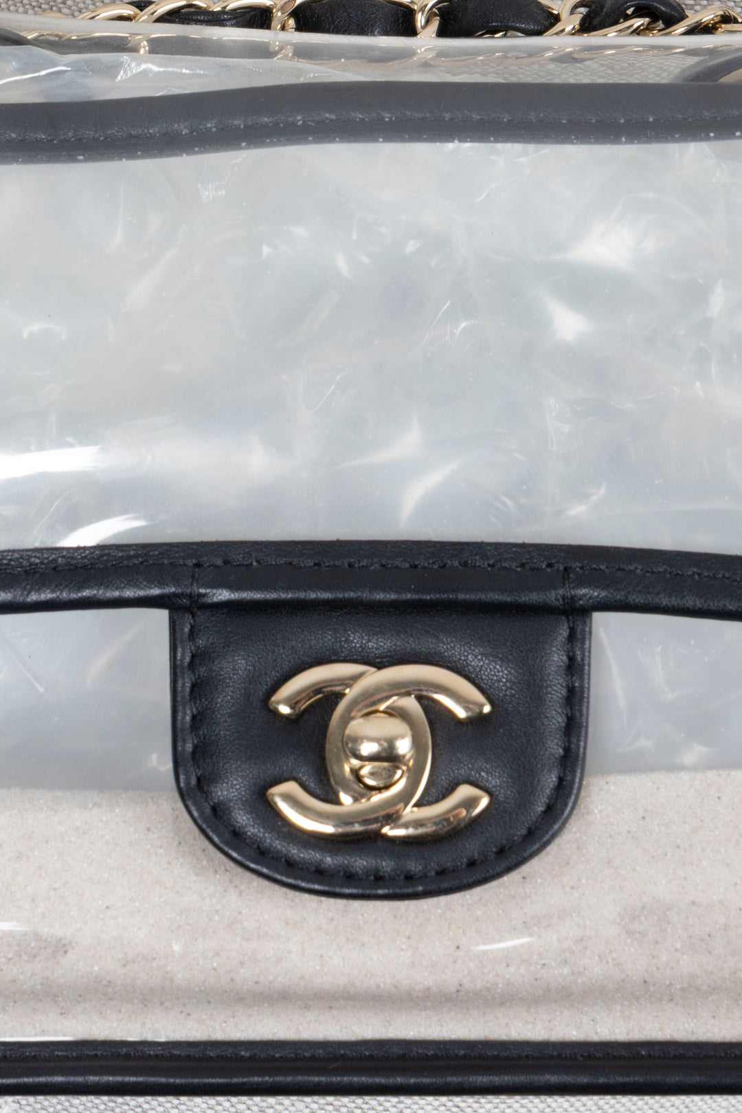 CHANEL Sand By The Sea Single Flap Bag Medium PVC Leather Black