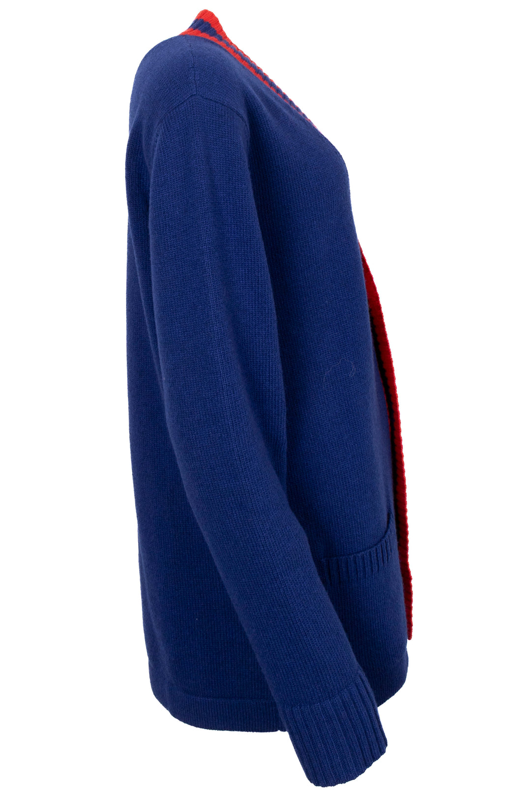 GUCCI Oversized Tiger Embroidered Cardigan Blue Red