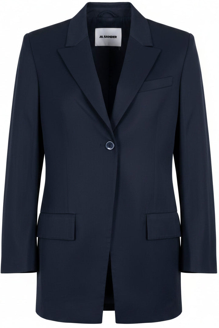 JIL SANDER One Button Blazer Blue