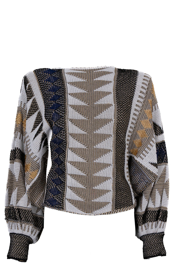 LOUIS VUITTON Knit Top Ivory Blue Gold