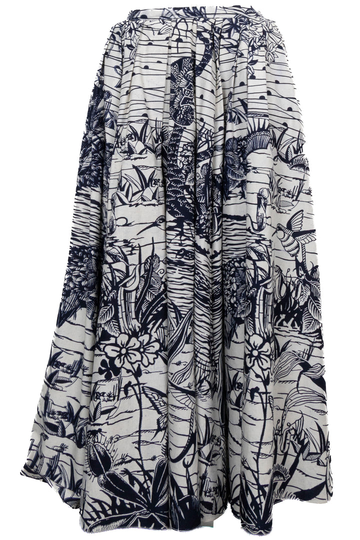CHRISTIAN DIOR Pleated Maxi Skirt Cotton Navy