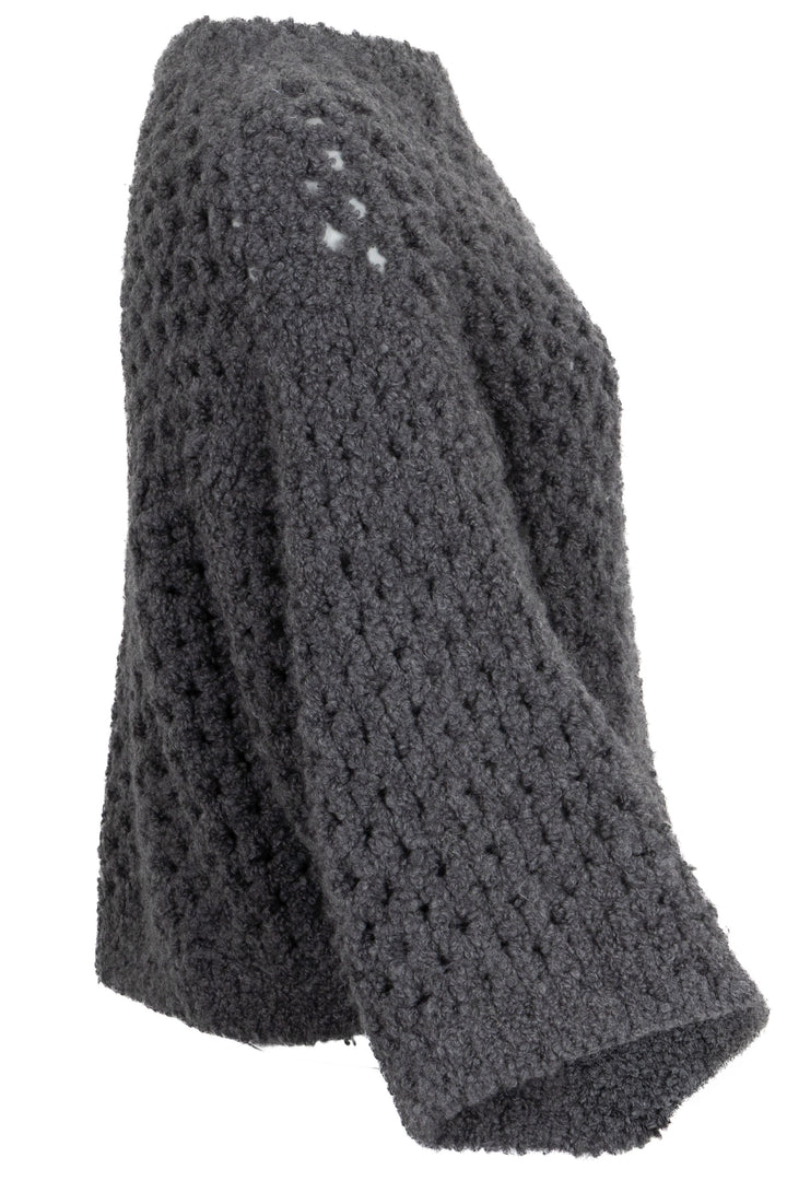 BRUNELLO CUCINELLI Cropped Knit Sweater Camel Wool Silk Grey