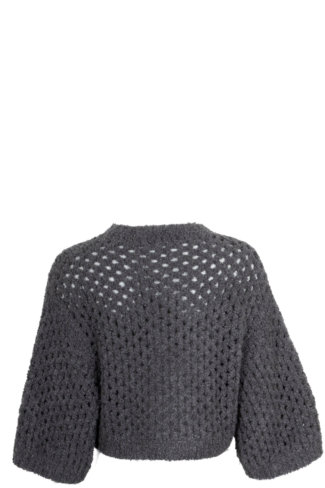 BRUNELLO CUCINELLI Cropped Knit Sweater Camel Wool Silk Grey