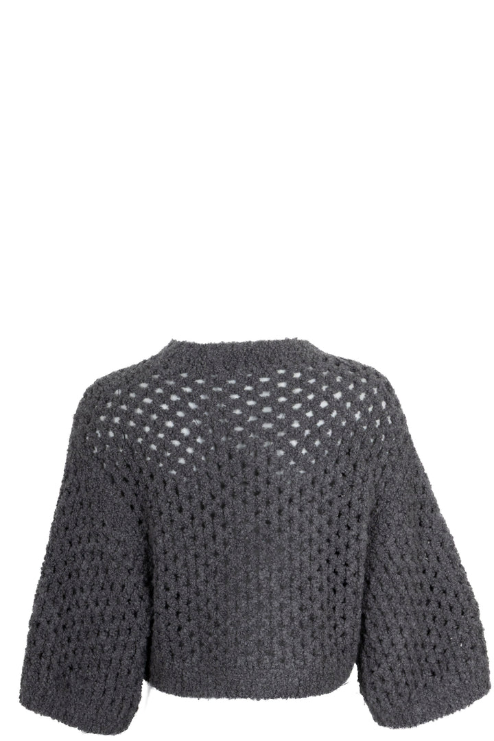 BRUNELLO CUCINELLI Cropped Knit Sweater Camel Wool Silk Grey