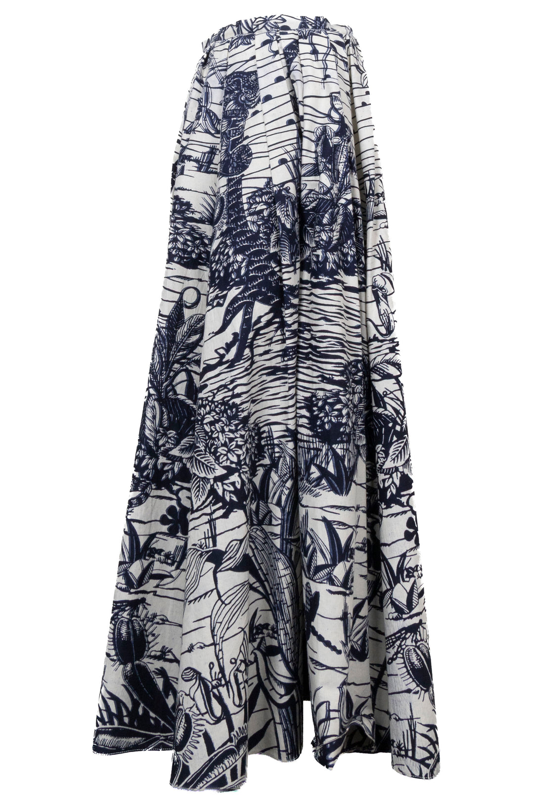 CHRISTIAN DIOR Pleated Maxi Skirt Cotton Navy