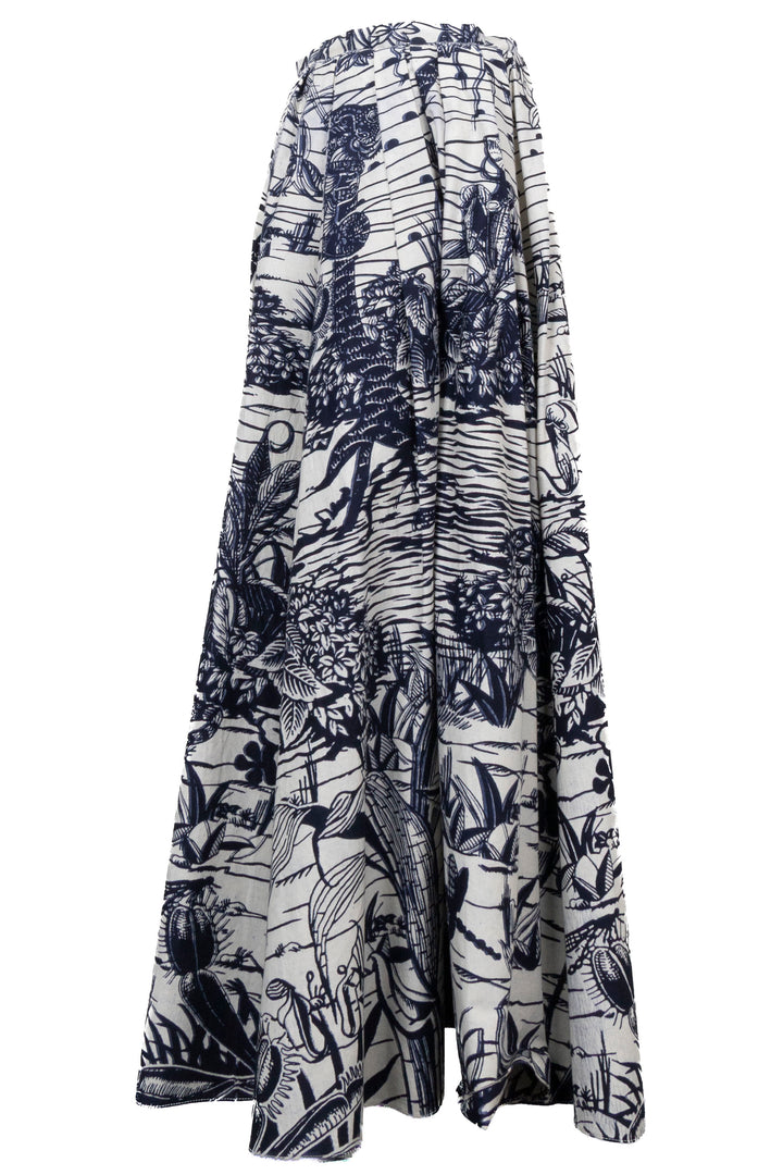 CHRISTIAN DIOR Pleated Maxi Skirt Cotton Navy