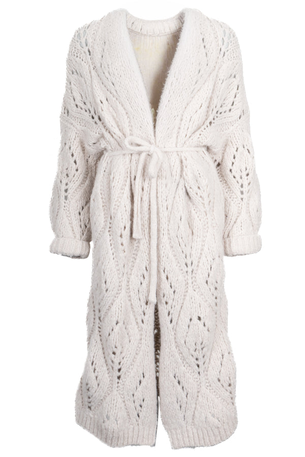 BRUNELLO CUCINELLI Belted Knit Cardigan Alpaca Cashmere Cream