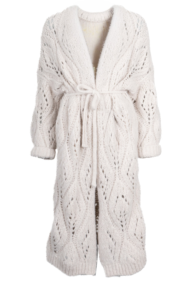 BRUNELLO CUCINELLI Belted Knit Cardigan Alpaca Cashmere Cream