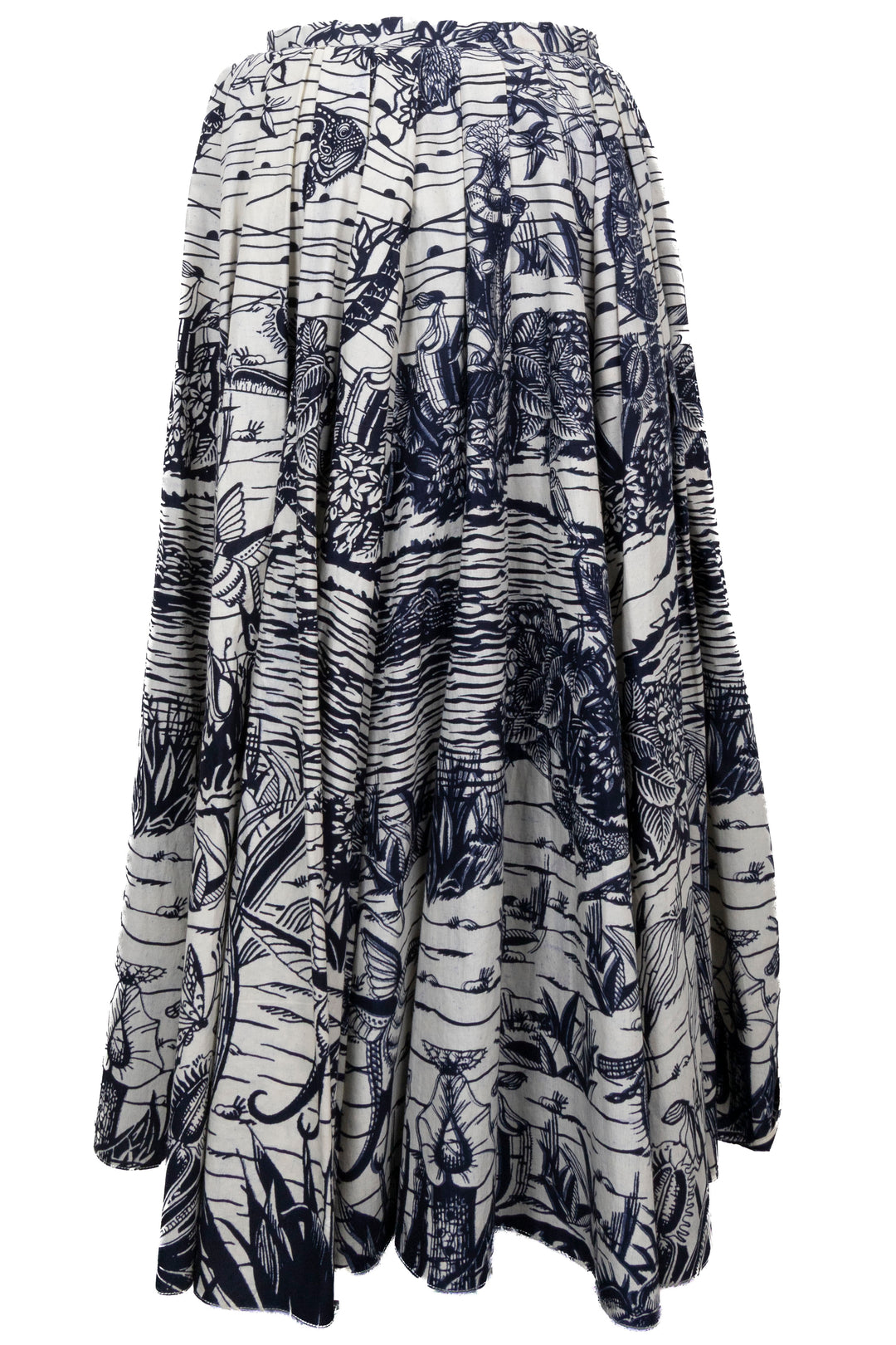 CHRISTIAN DIOR Pleated Maxi Skirt Cotton Navy