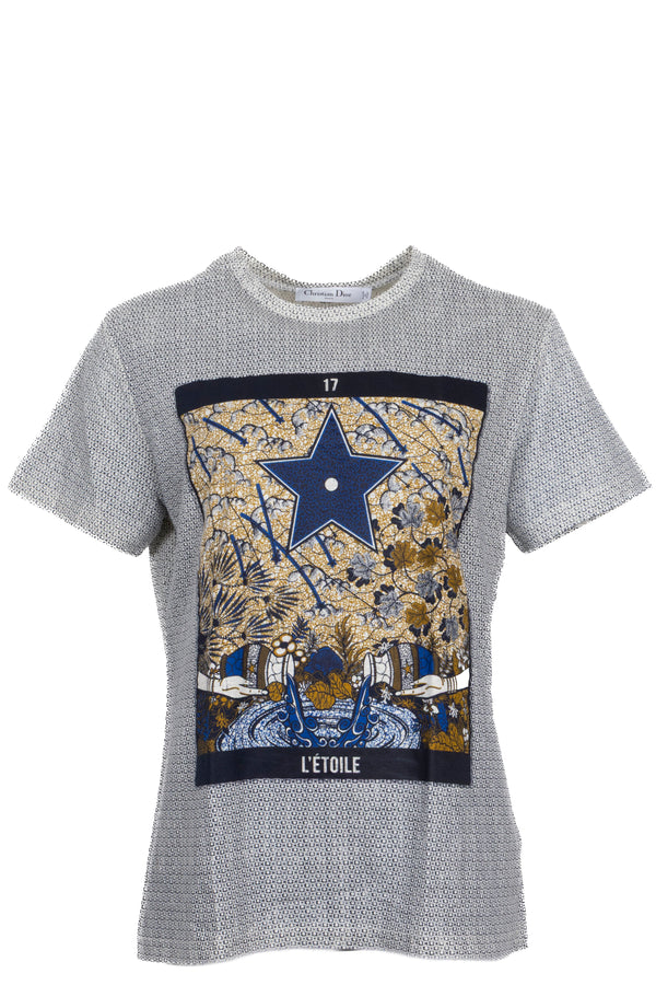 CHRISTIAN DIOR L'Étoile T-shirt Cotton Linen White Navy