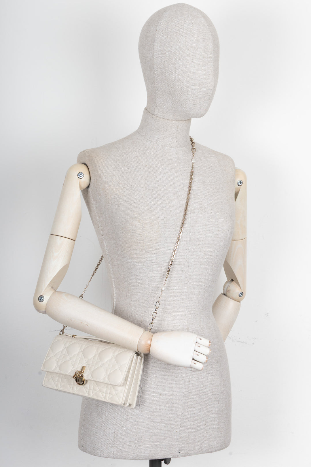 CHRISTIAN DIOR My Dior Top Handle Bag Cannage Leather White