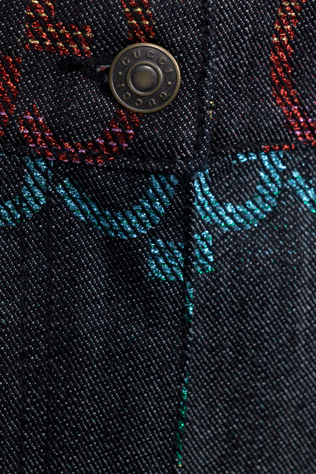 GUCCI Multicolor Supreme Denim Shorts Charcoal