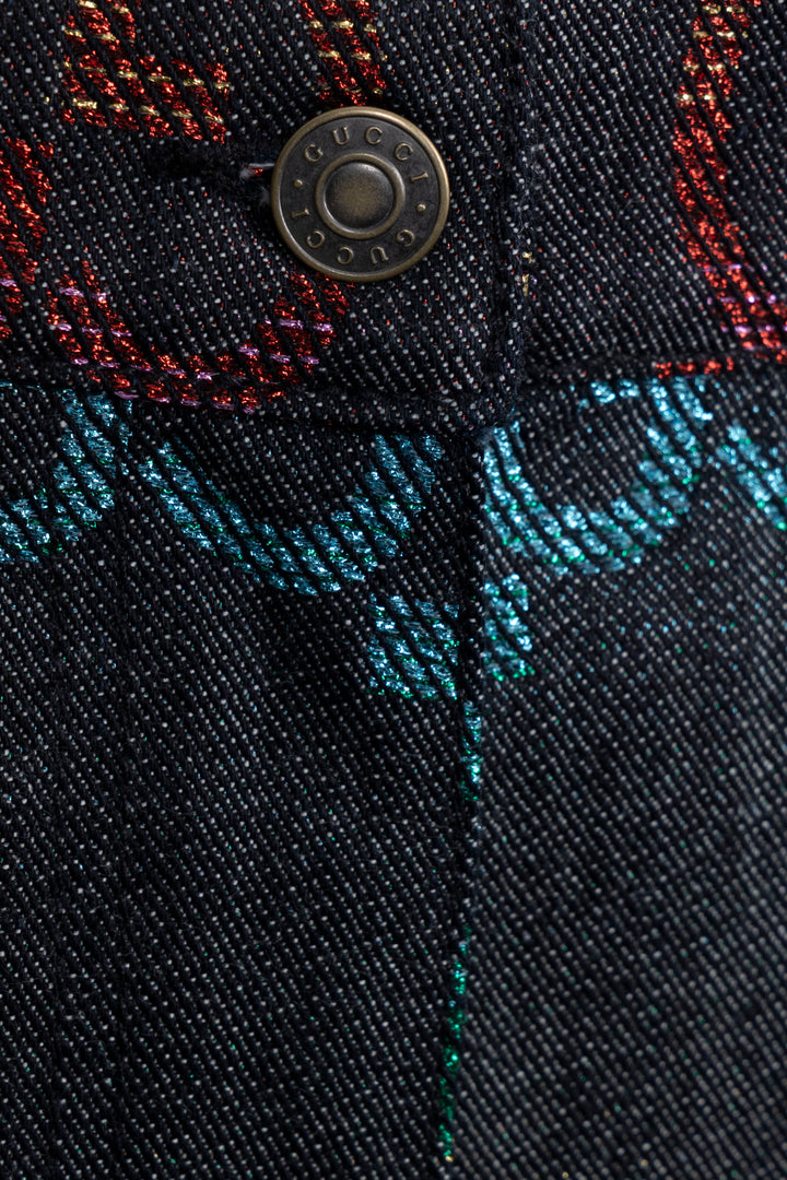 GUCCI Multicolor Supreme Denim Shorts Charcoal