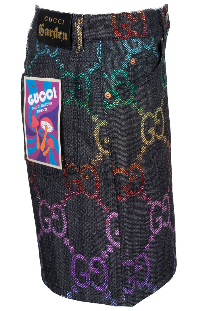 GUCCI Multicolor Supreme Denim Shorts Charcoal