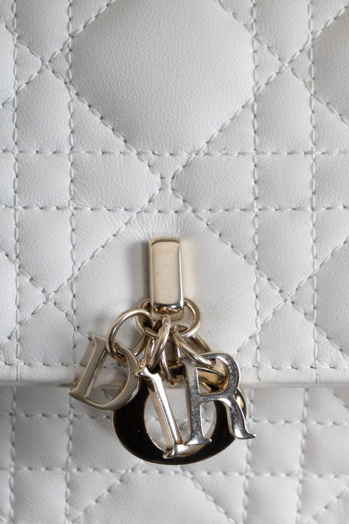 CHRISTIAN DIOR My Dior Top Handle Bag Cannage Leather White