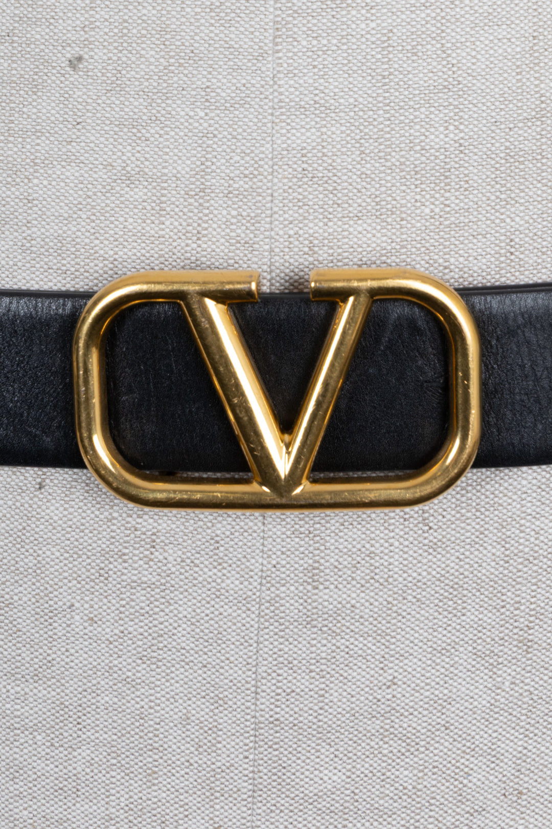 VALENTINO V Logo Reversible Belt Leather Black Red