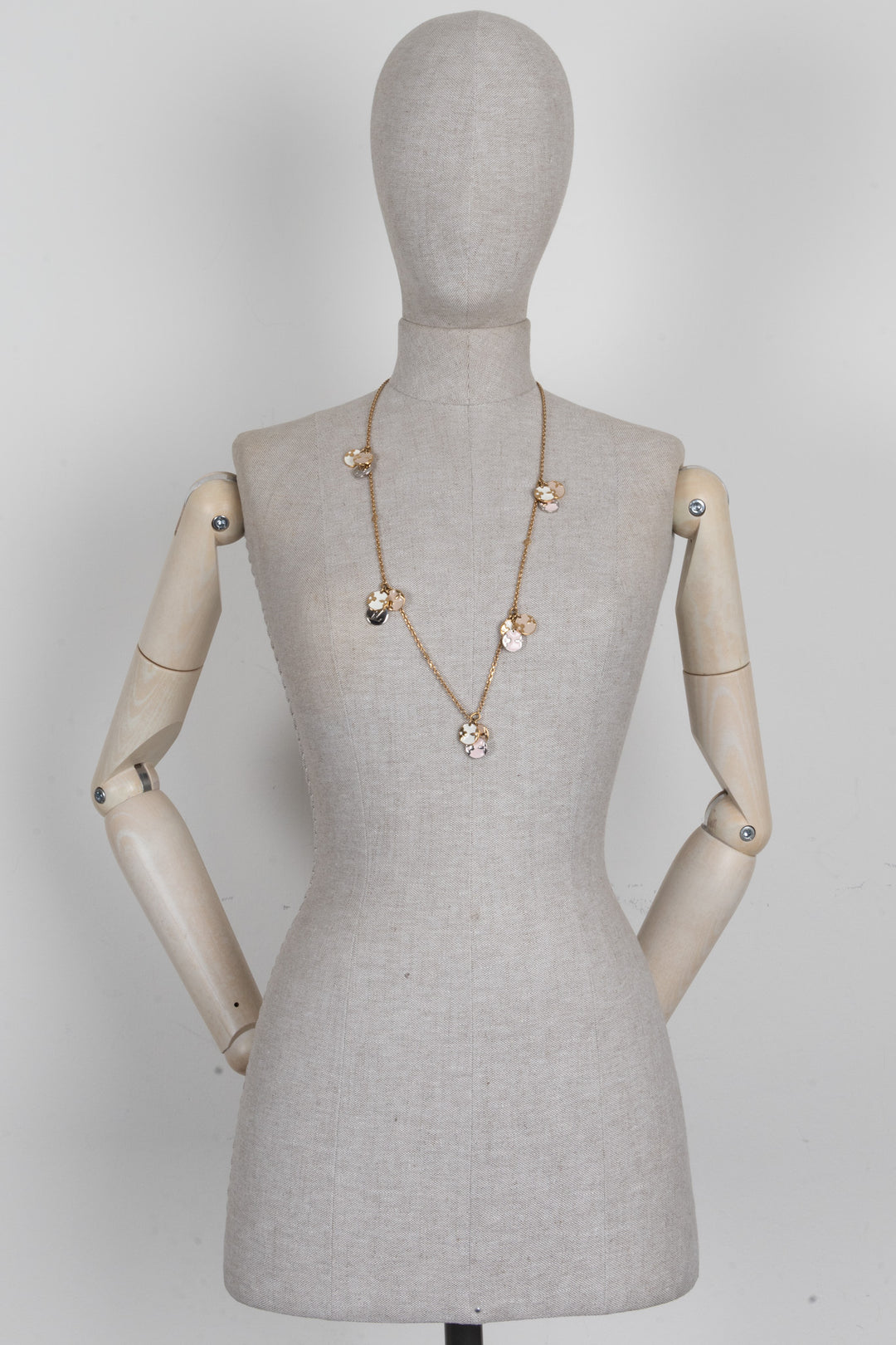 LOUIS VUITTON Enamel LV Station Charm Necklace