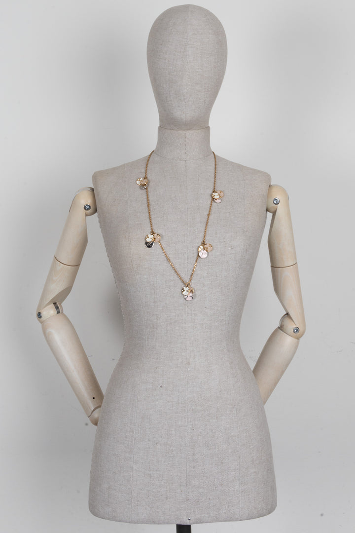 LOUIS VUITTON Enamel LV Station Charm Necklace