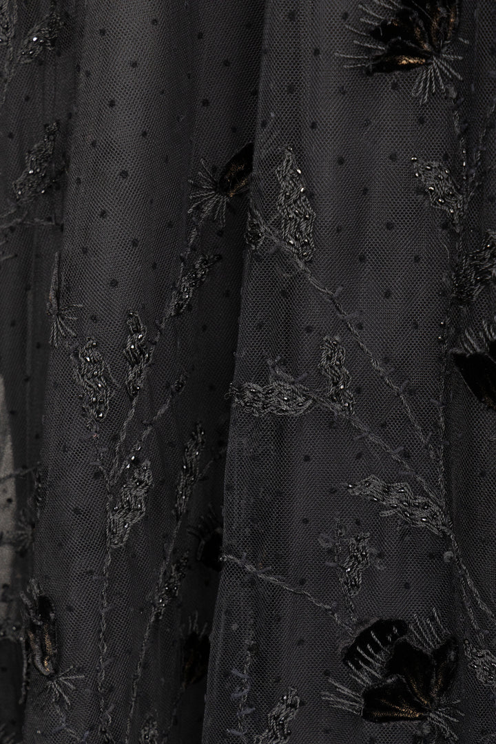 CHRISTIAN DIOR Long Dress Tulle Velvet Black
