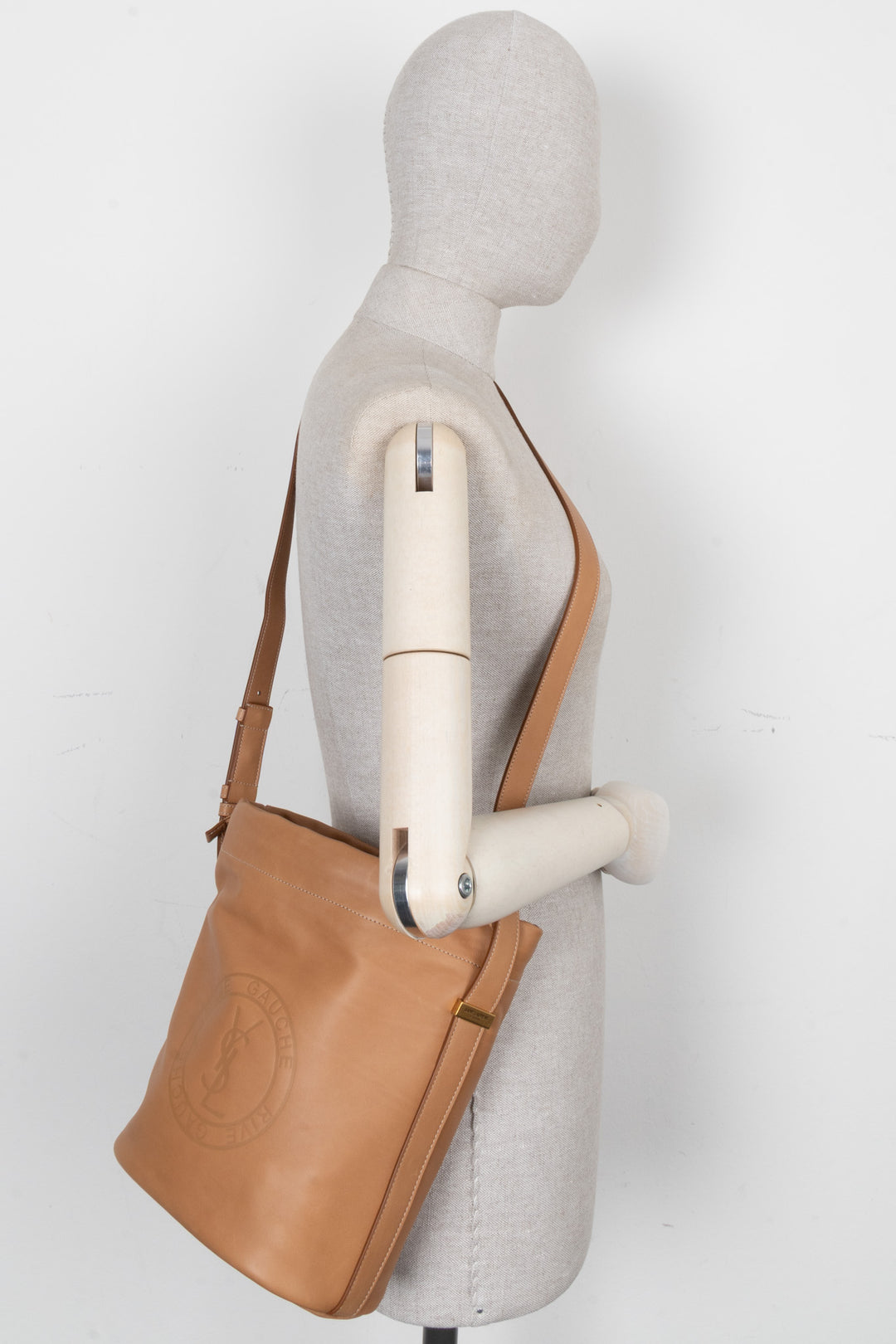 SAINT LAURENT Rive Gauche Bucket Bag Natural Leather