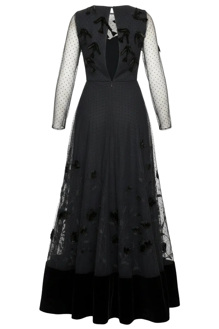 CHRISTIAN DIOR Long Dress Tulle Velvet Black