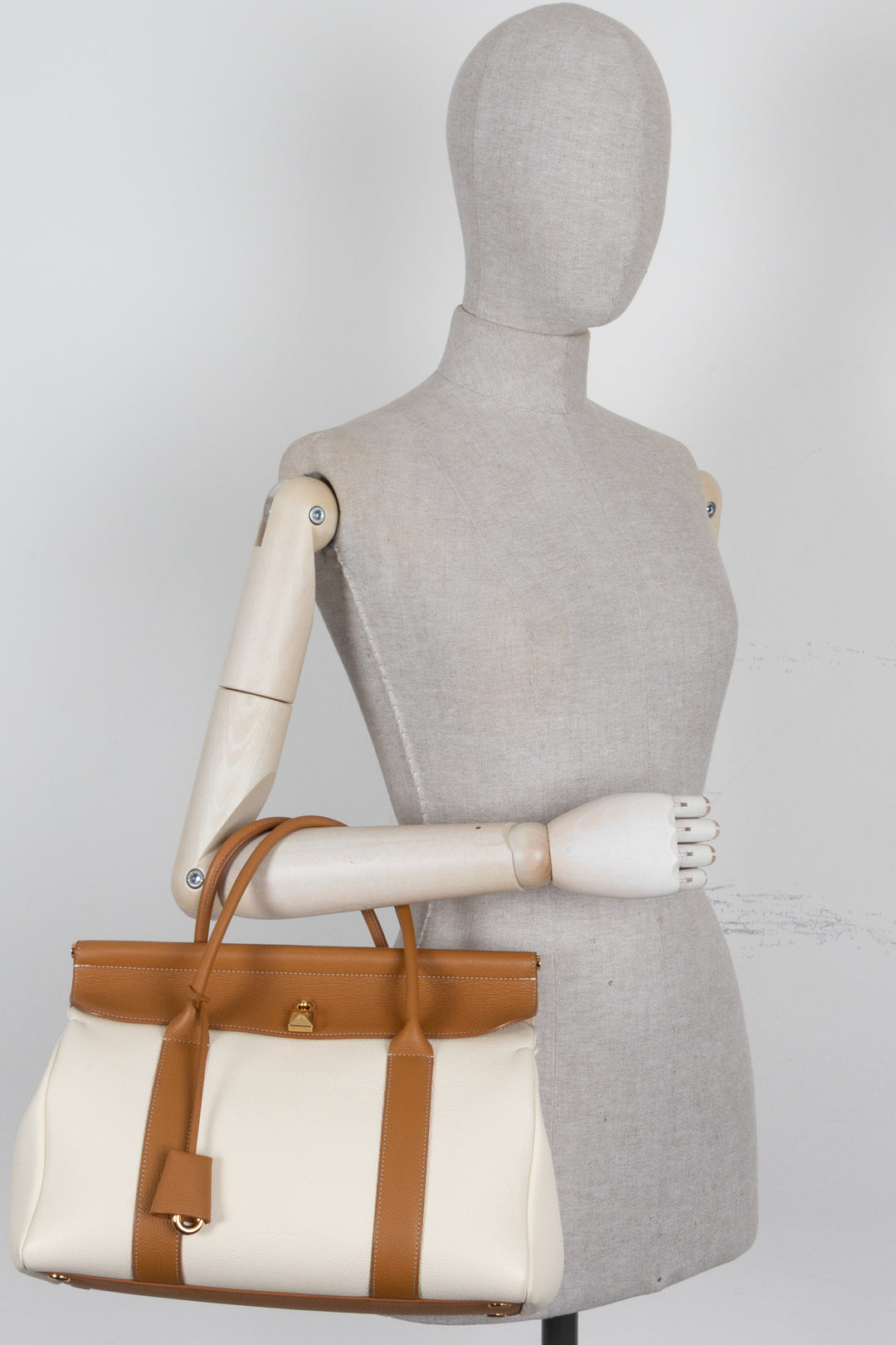 LORO PIANA L32 Loom Bag Calfskin Camel Ivory