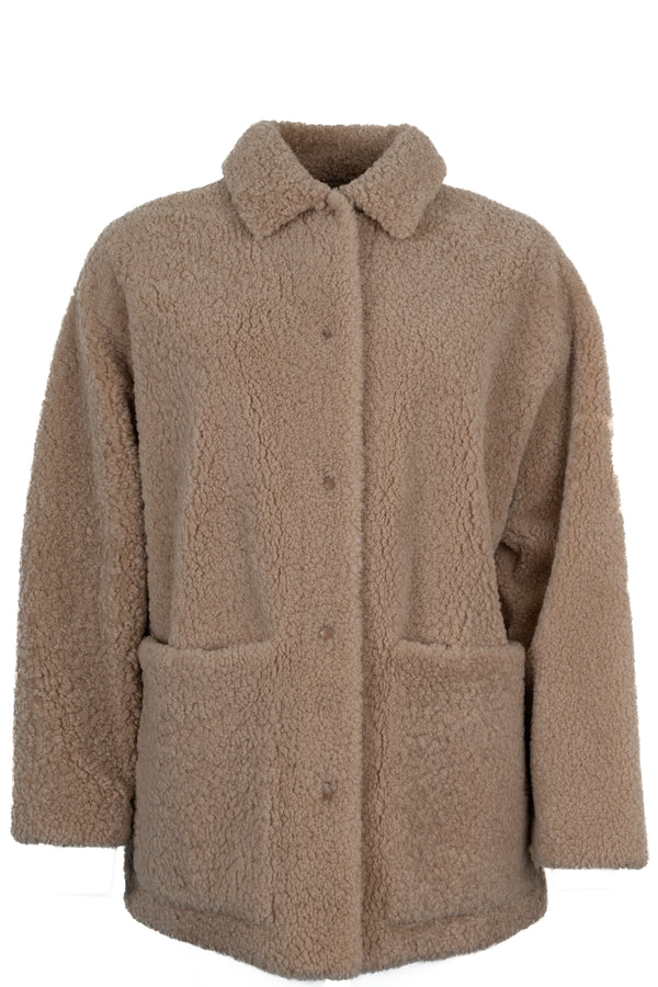 Veste oversize PRADA en peau lainée beige