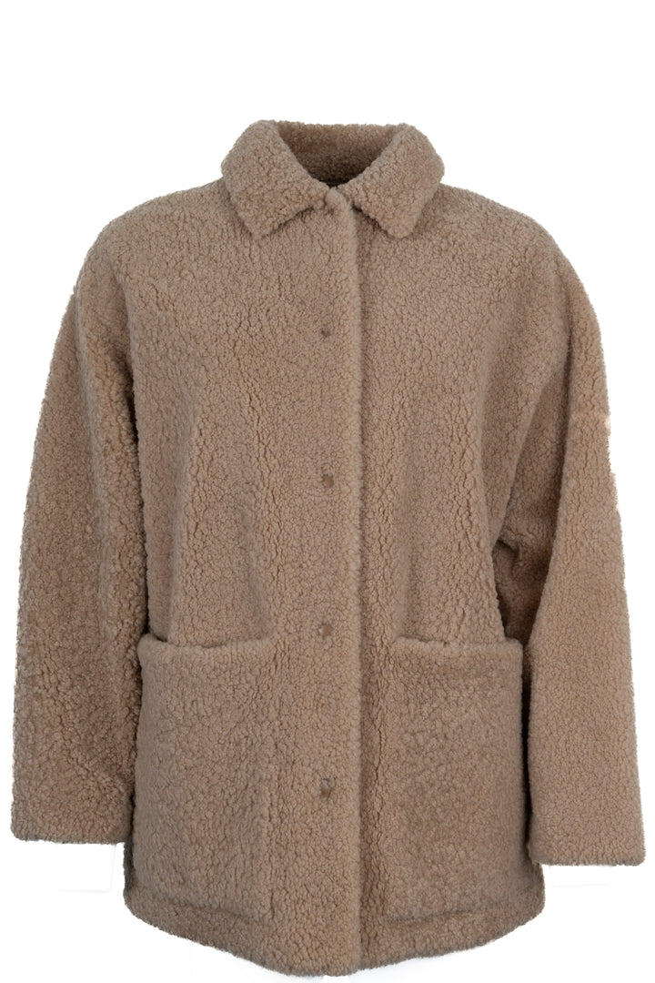 Veste oversize PRADA en peau lainée beige