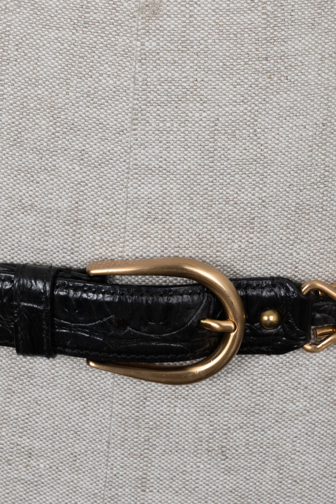 MIUMIU Chain Croc Embossed Belt Black Gold