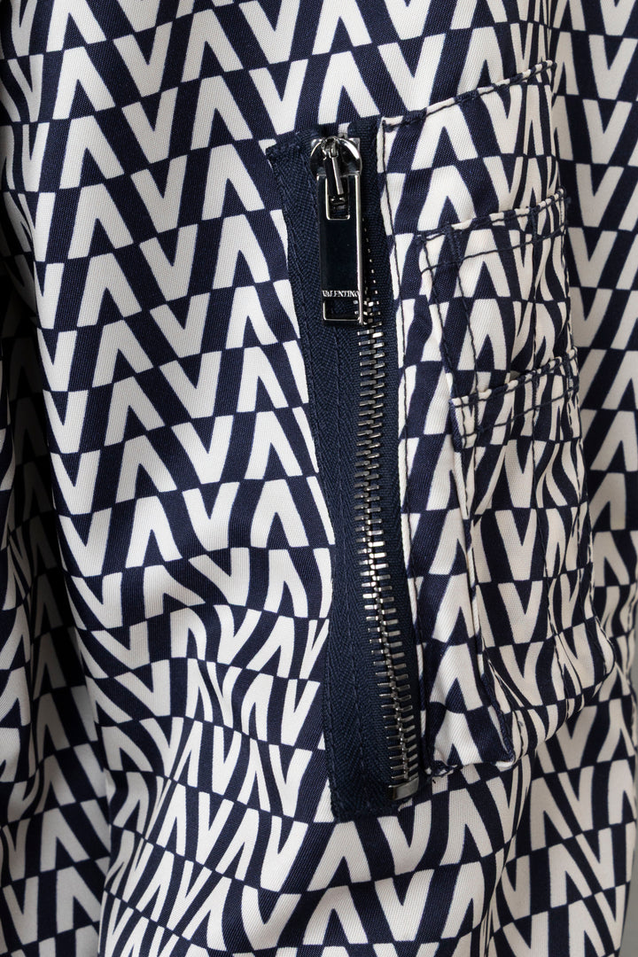 VALENTINO Reversible V Logo Bomber Jacket Navy White