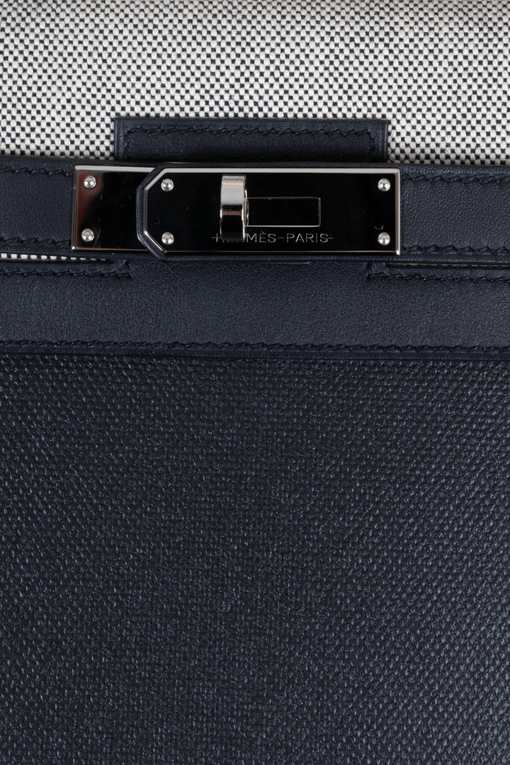 HERMÈS Kelly II Sellier 32 Toile Berline Veau Swift Noir