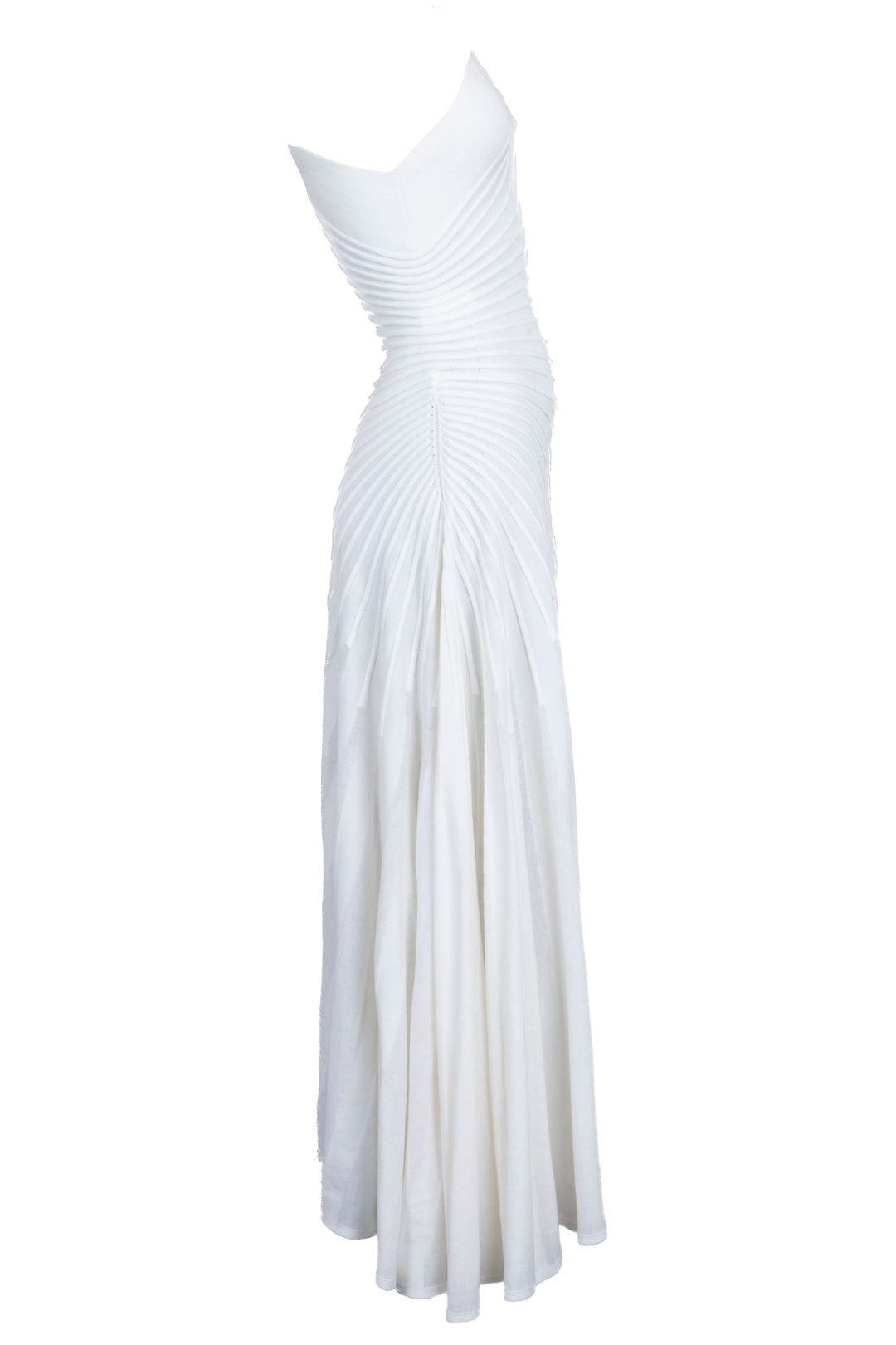 ALAIA Asym Ray Midi Dress Wool Ivory