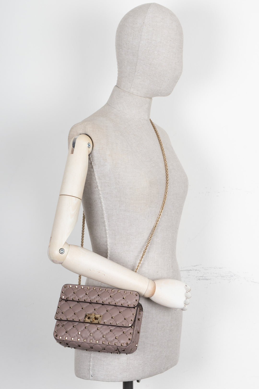 VALENTINO Rockstud Spike Bag Small Nappa Nude