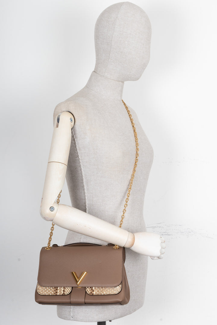 LOUIS VUITTON Very Chain Bag Python Leather Taupe