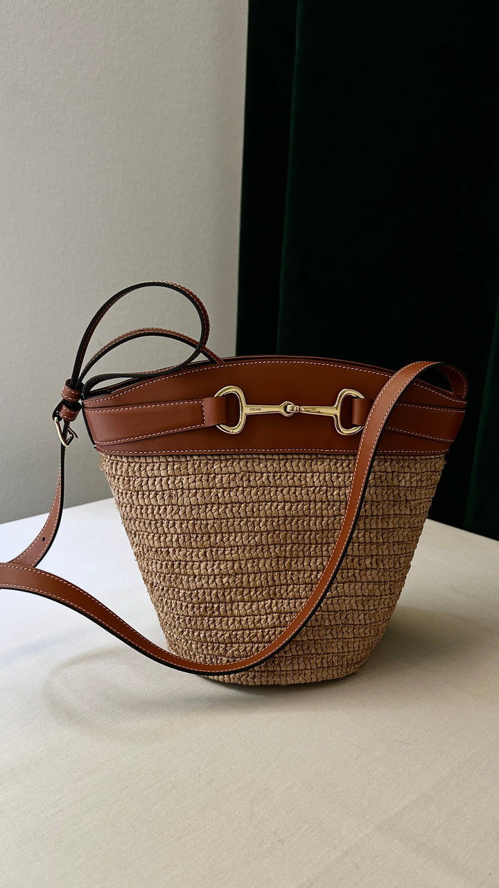 CELINE Crecy Bucket Bag Raffia