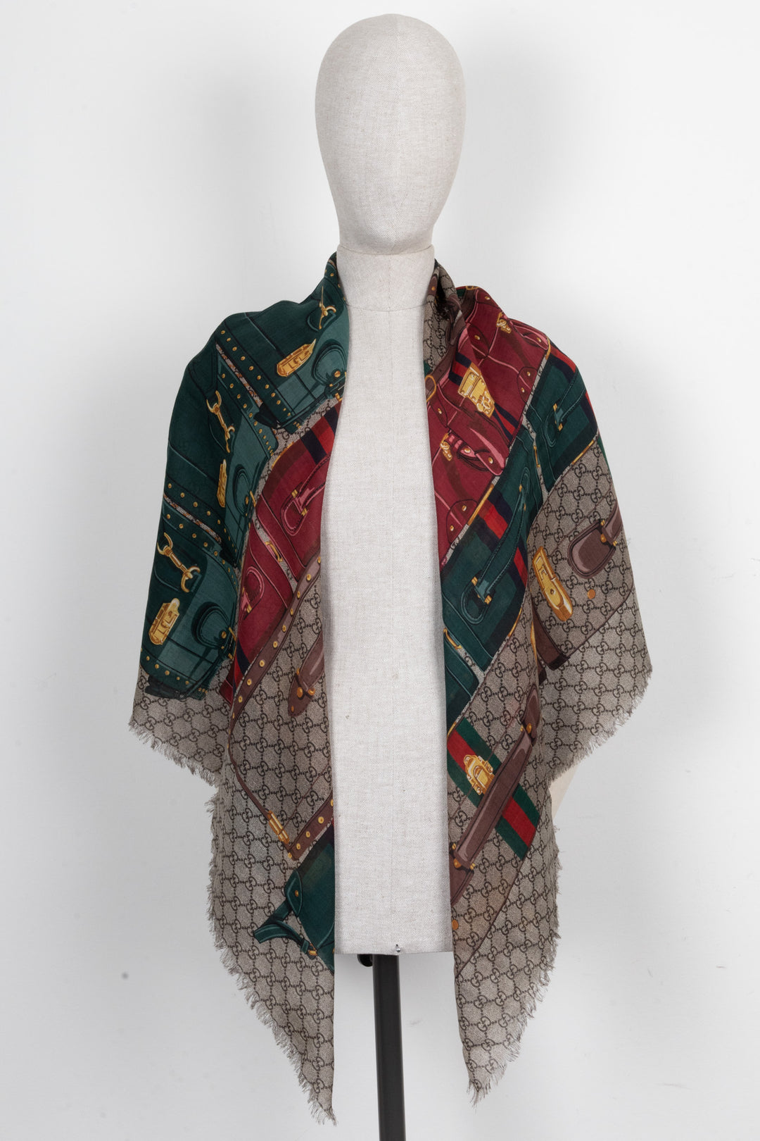 Foulard GUCCI Bagage Laine Marron Vert