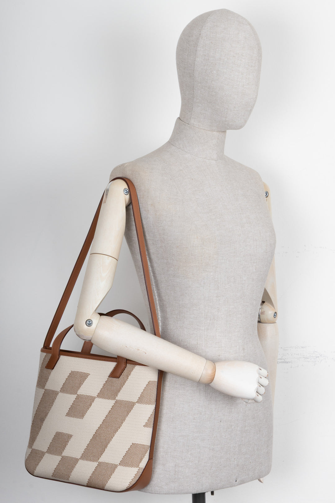HERMÈS Cabas H 27 Canvas Leather Gold
