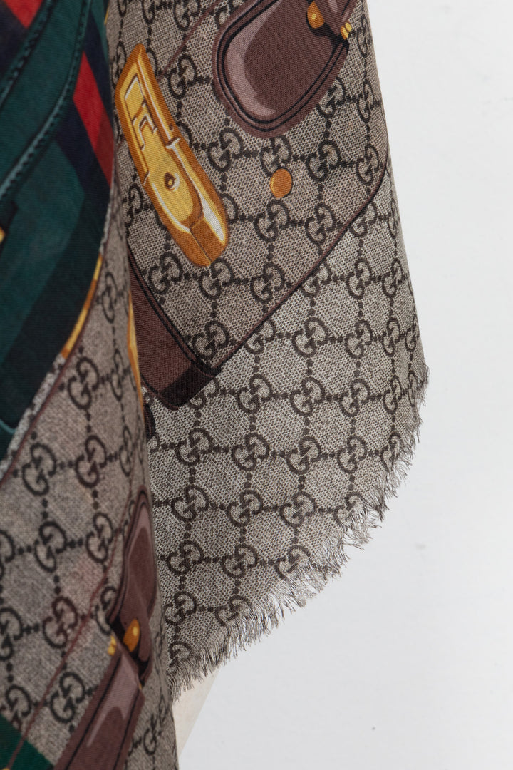 Foulard GUCCI Bagage Laine Marron Vert