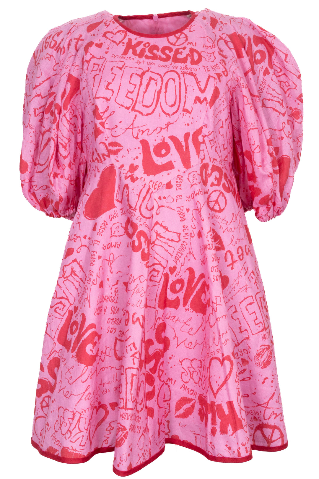 ZIMMERMANN Mini Dress Linen Pink Red REAWAKE ZIMMERMANN Mini Dress Linen Pink Red REAWAKE