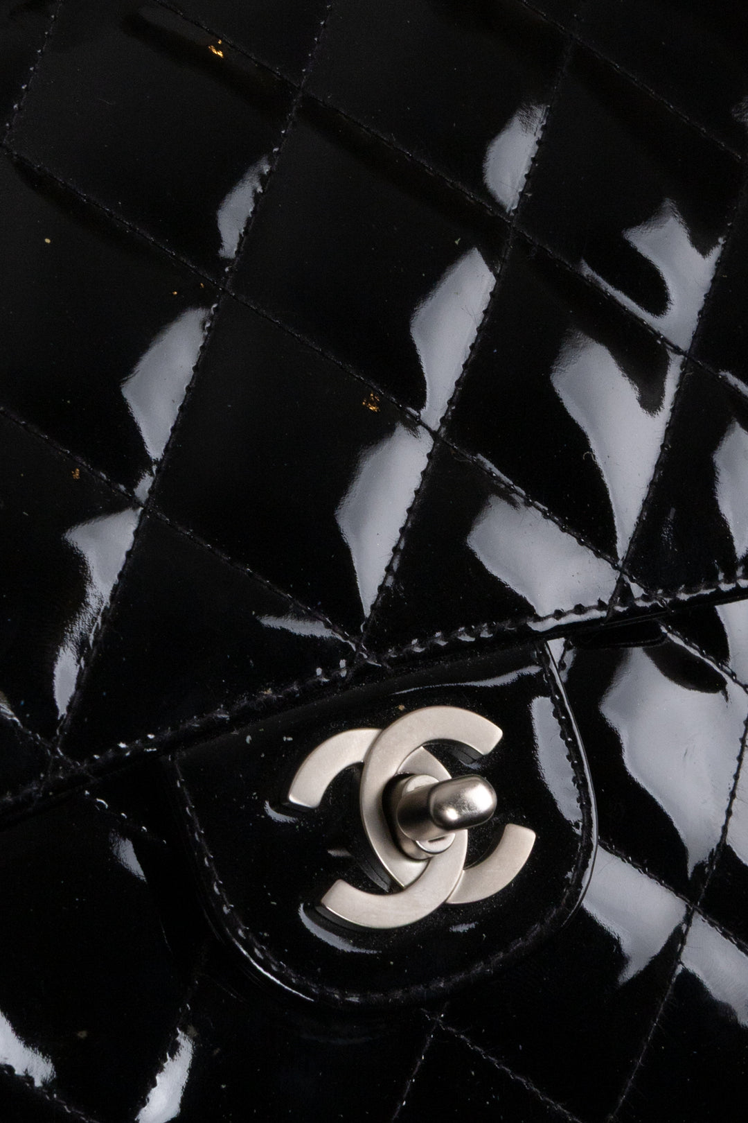 CHANEL Single Flap Bag Patent Black