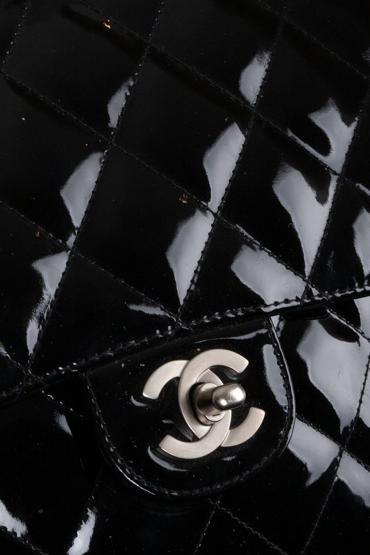 CHANEL Single Flap Bag Patent Black